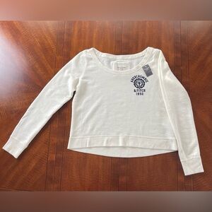 Abercrombie & Fitch Womens Long Sleeve T Shirt Top Size Large White/Blue Logo